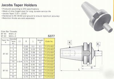 New bison bt 40 jacobs tapers # ? for cnc machines $65