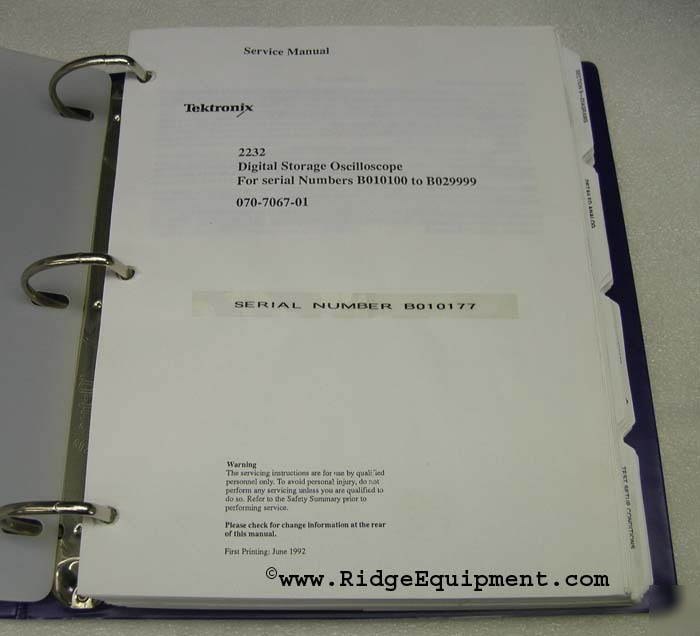 Tektronix 2232 digital storage scope service manual